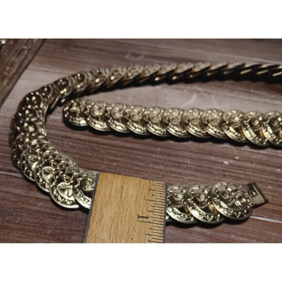 Elastic Stretch Belt Gold Tone Coin Disc Cinch Waist Jewelry 26\